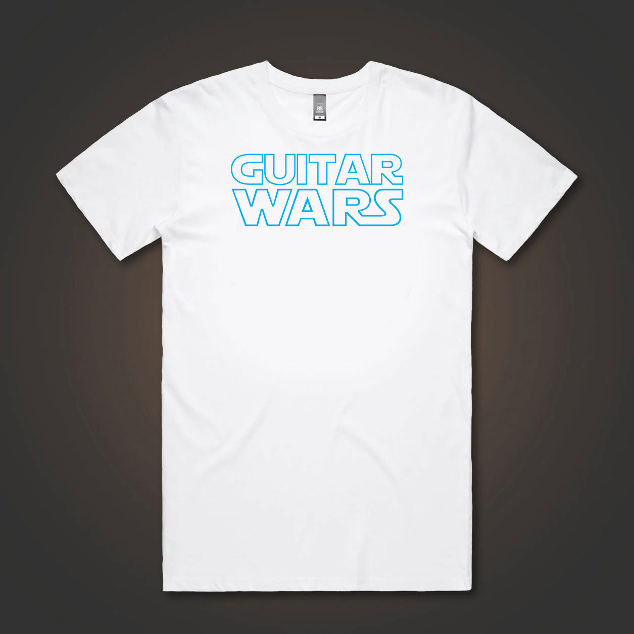 Guitar Wars Blue White t shirt