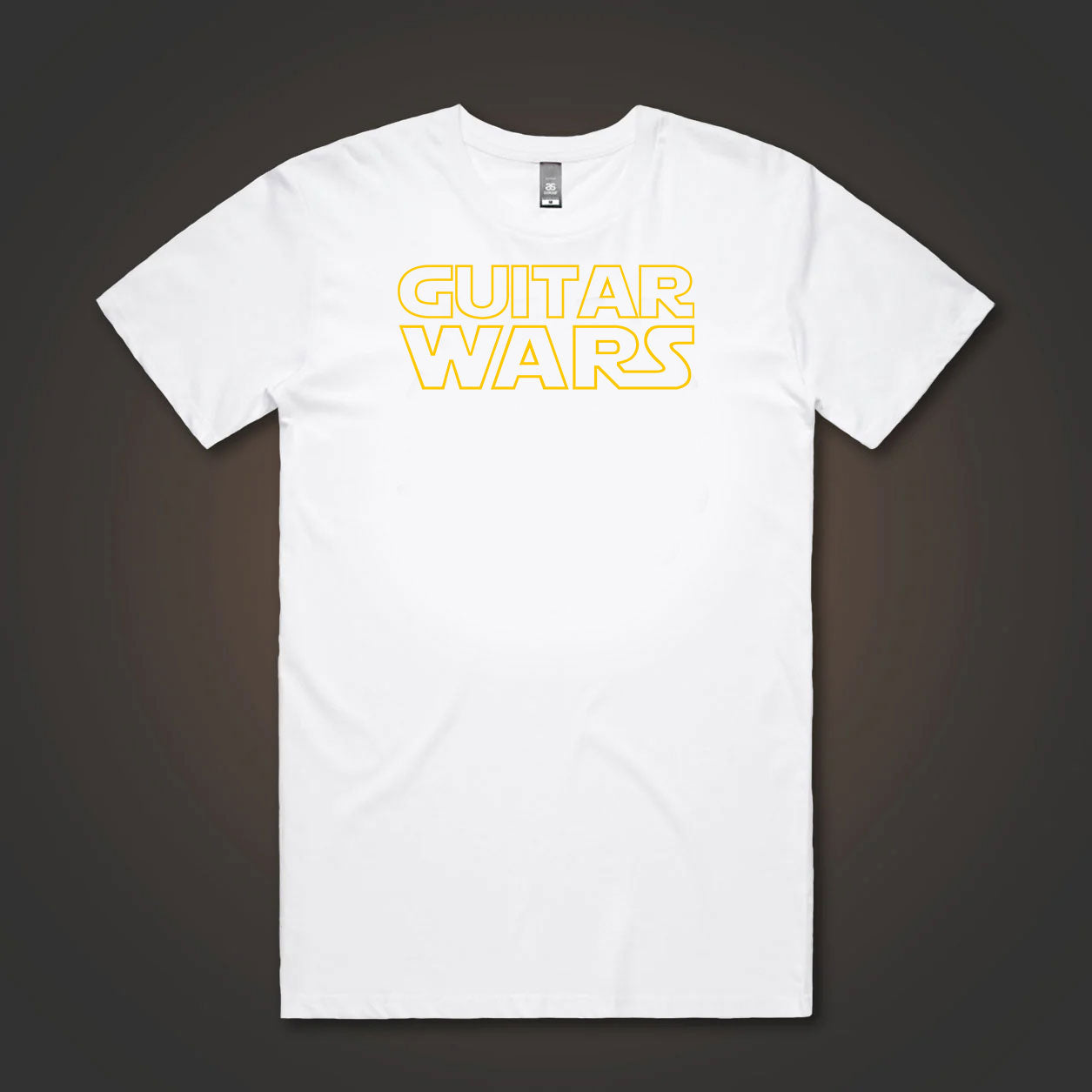 Guitar Wars Yellow White t shirt