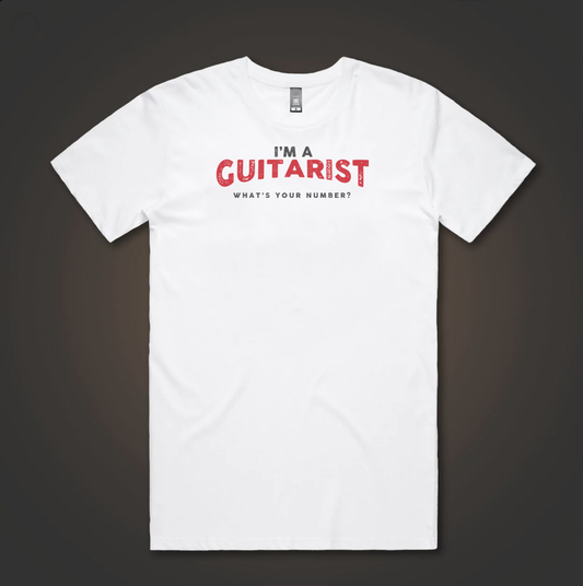white guitarist t shirt