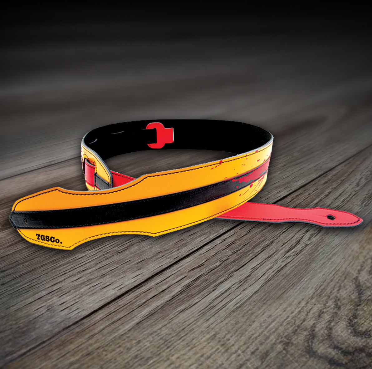 yellow leather guitar strap