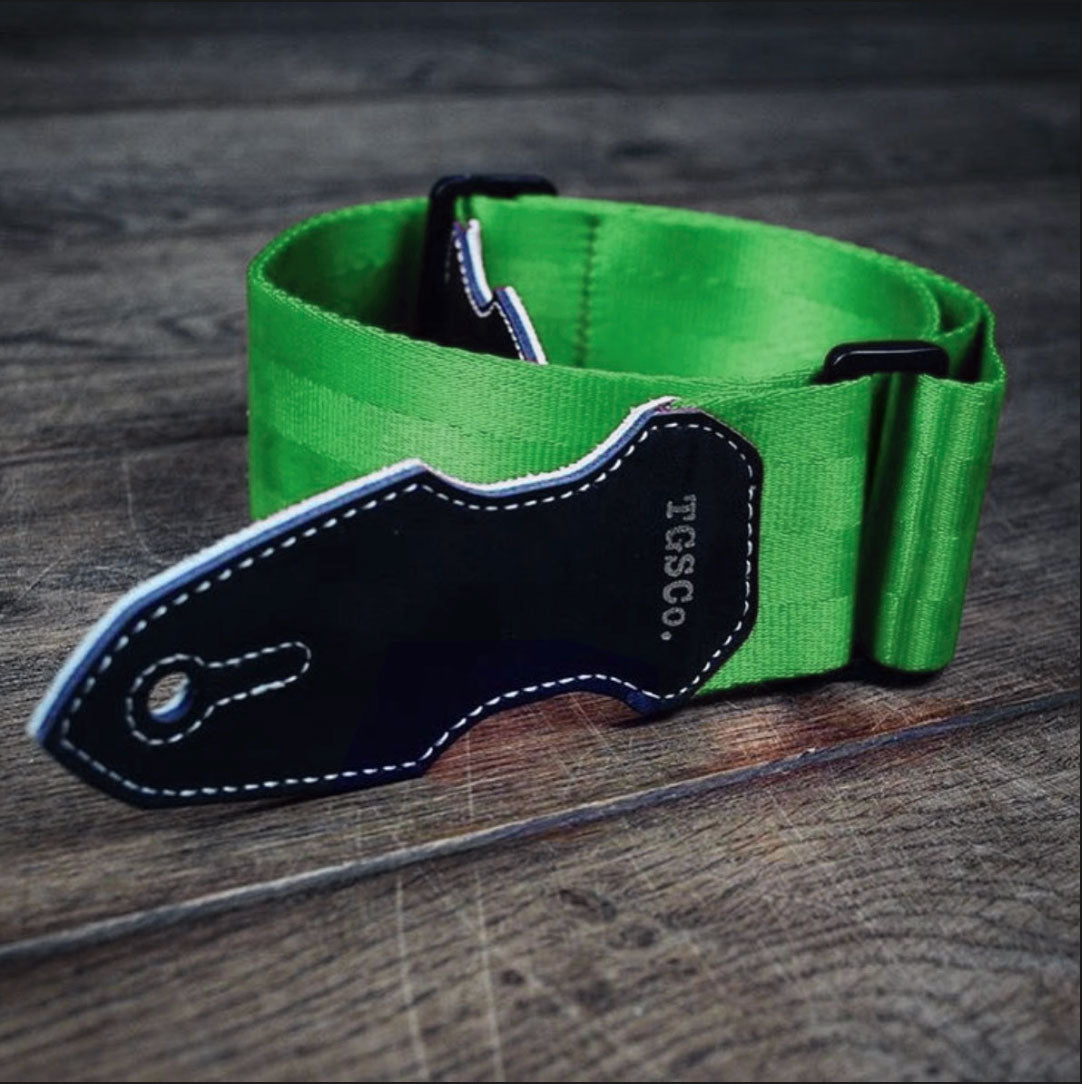 green guitar strap