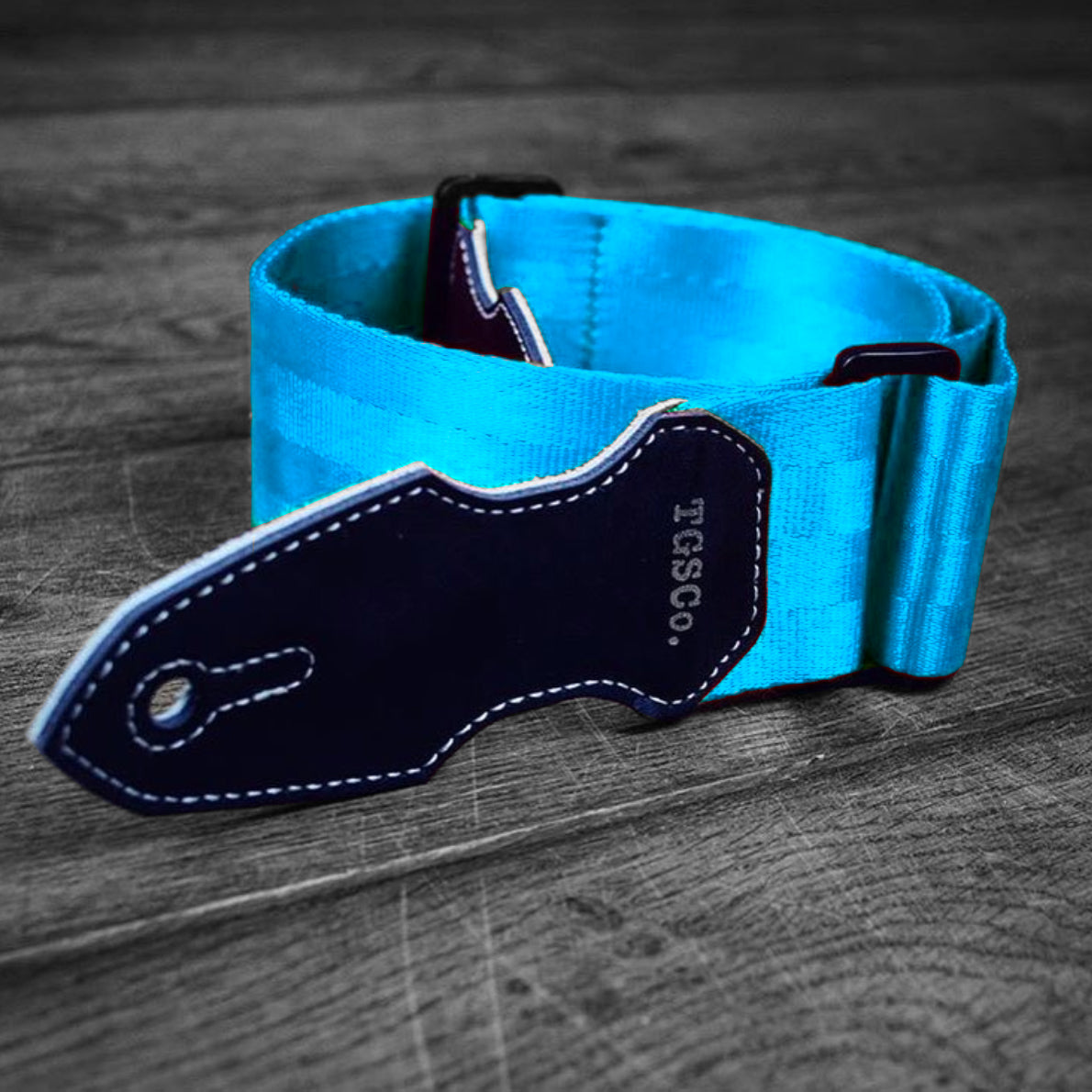 blue guitar strap