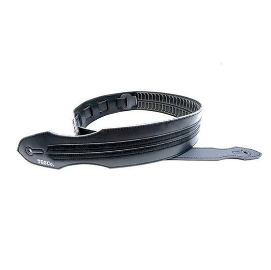 black leather guitar strap